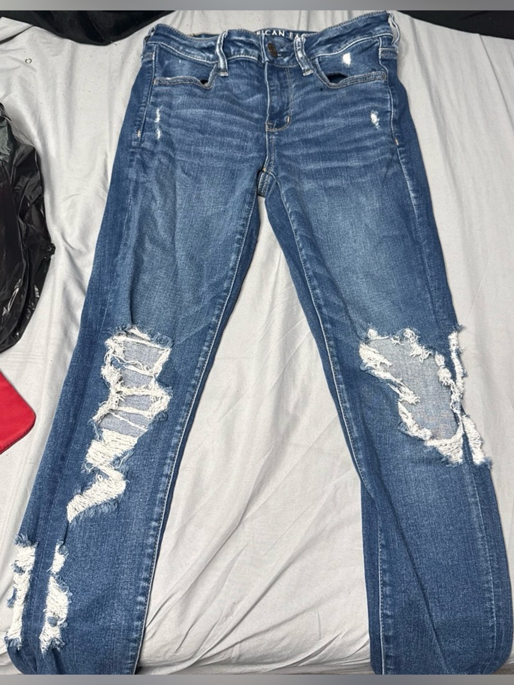 American Eagle Outfitters Blue Ripped Skinny Jeans